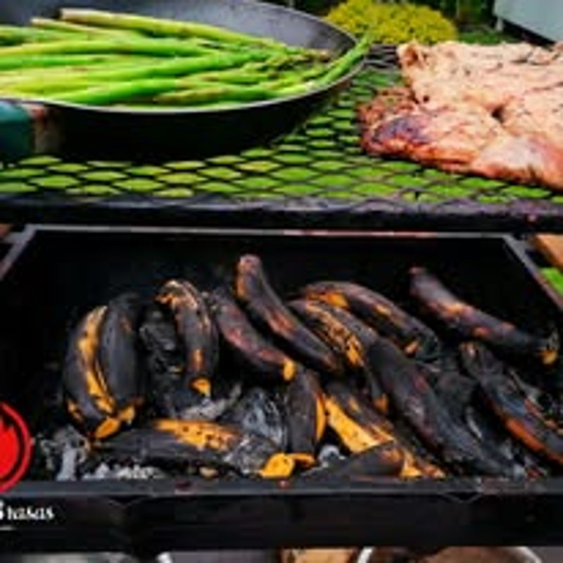 Parrilla con vegetales y mariscos
